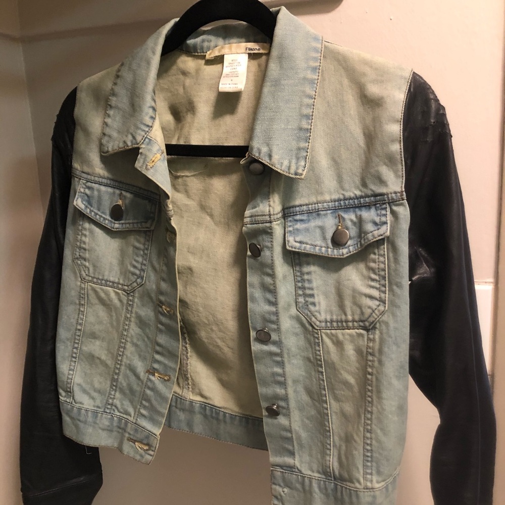 Pleather and denim jacket